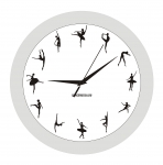 Часы настенные DANCERUSSIA с силуэтами классического танца (обод белый) 